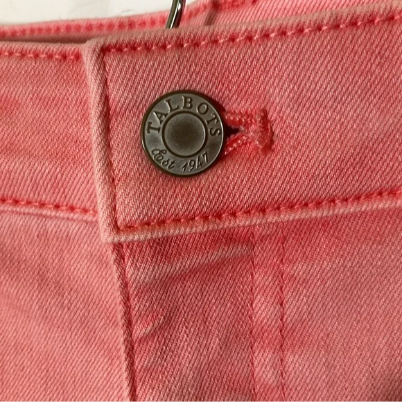 Talbots Straight Leg Crop Women’s Pink Denim Cropped Jeans. Size 14P - Picture 3 of 5